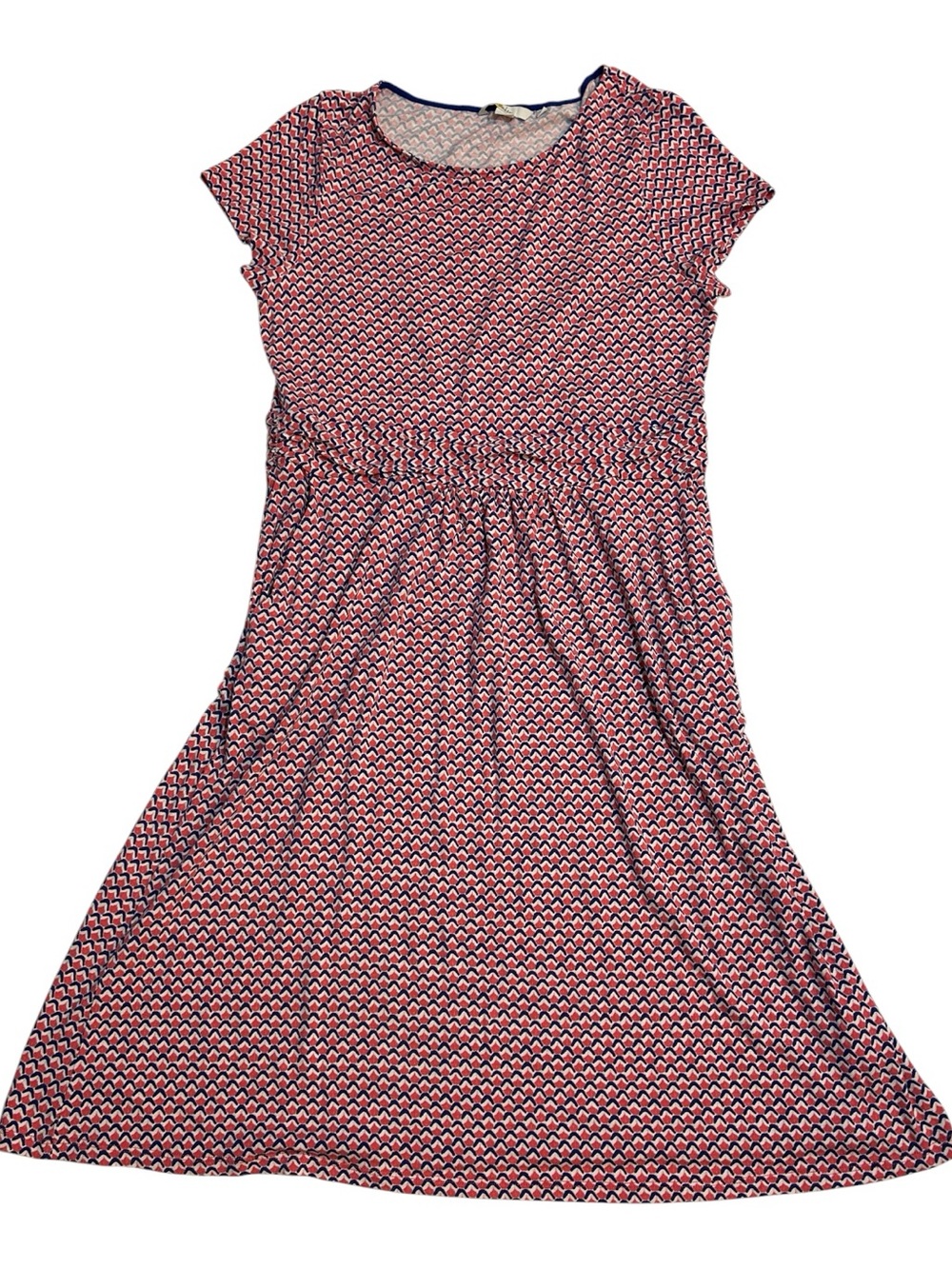 Boden Amelia Jersey Knit Womens  Dress Geometric Short Sleeve Midi Pink 12R